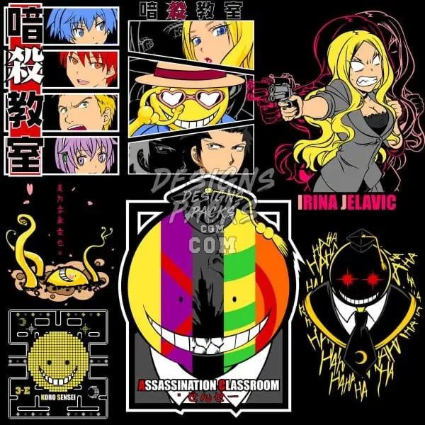 7 Assassination Classroom Designs Bundle PNG + AI designspacks