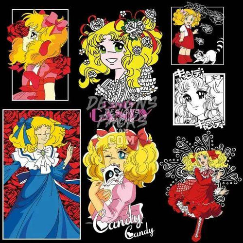 Candy Candy anime character designs for DTF, DTG, embroidery, and tumbler wraps — print-ready PNG, SVG, PES