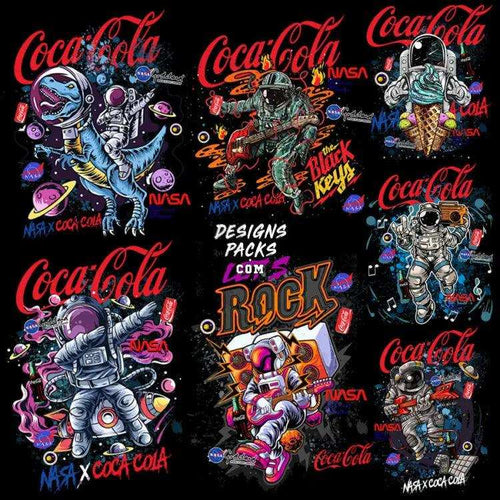 7 Brand Astronaut Coke Drink Streetwear Designs Bundle PNG + PSD