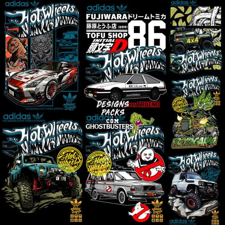 7 Brand Wheels Cars Sport Streetwear Designs Bundle Png + Psd