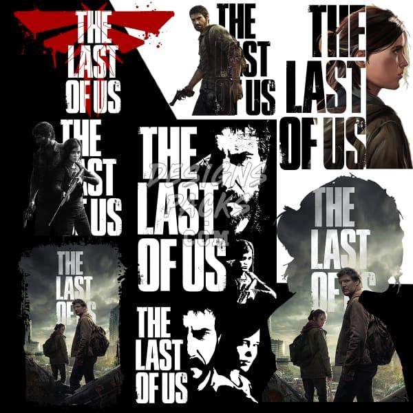 The Last of Us game art collage with characters and title text for print-ready designs