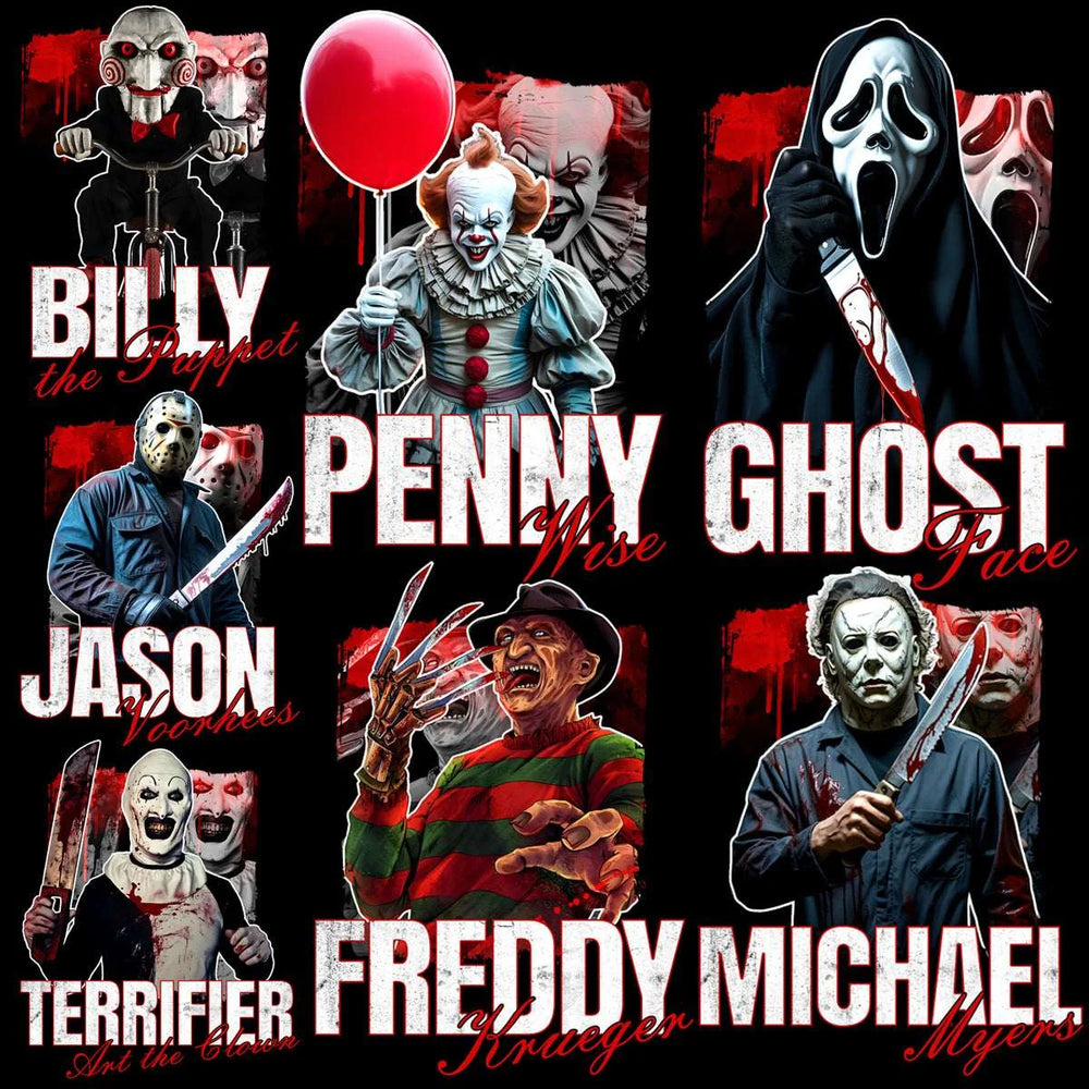 7 Horror Slashers Halloween Designs Bundle PNG
