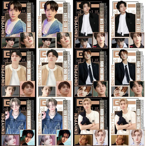 7 KPOP Stars ENHYPEN Streetwear Black + White Designs Bundle PNG