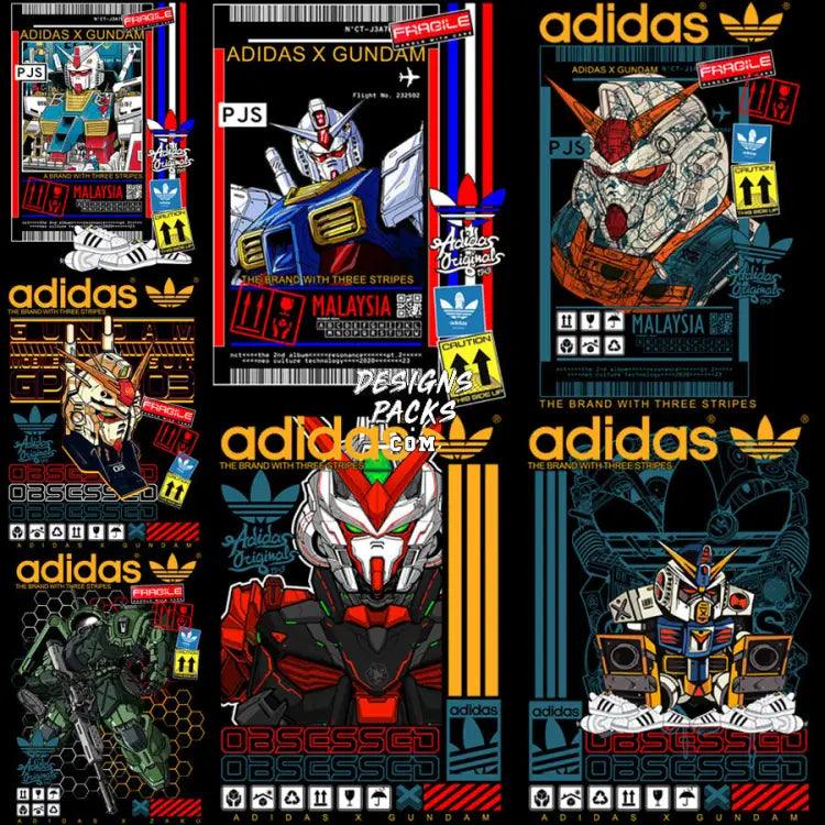 7 Robot V2 Anime Sport Brand Streetwear Designs Bundle Png + Psd