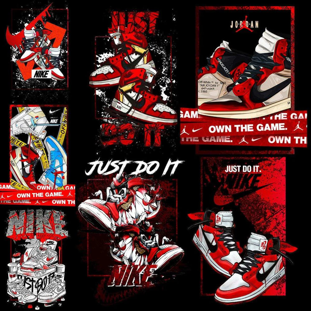 7 Shoes Brand Swoosh Streetwear Designs Bundle PNG + PSD