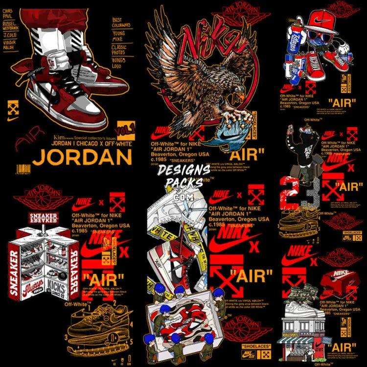 7 Shoes Swoosh Brand Streetwear Designs Bundle Png + Psd