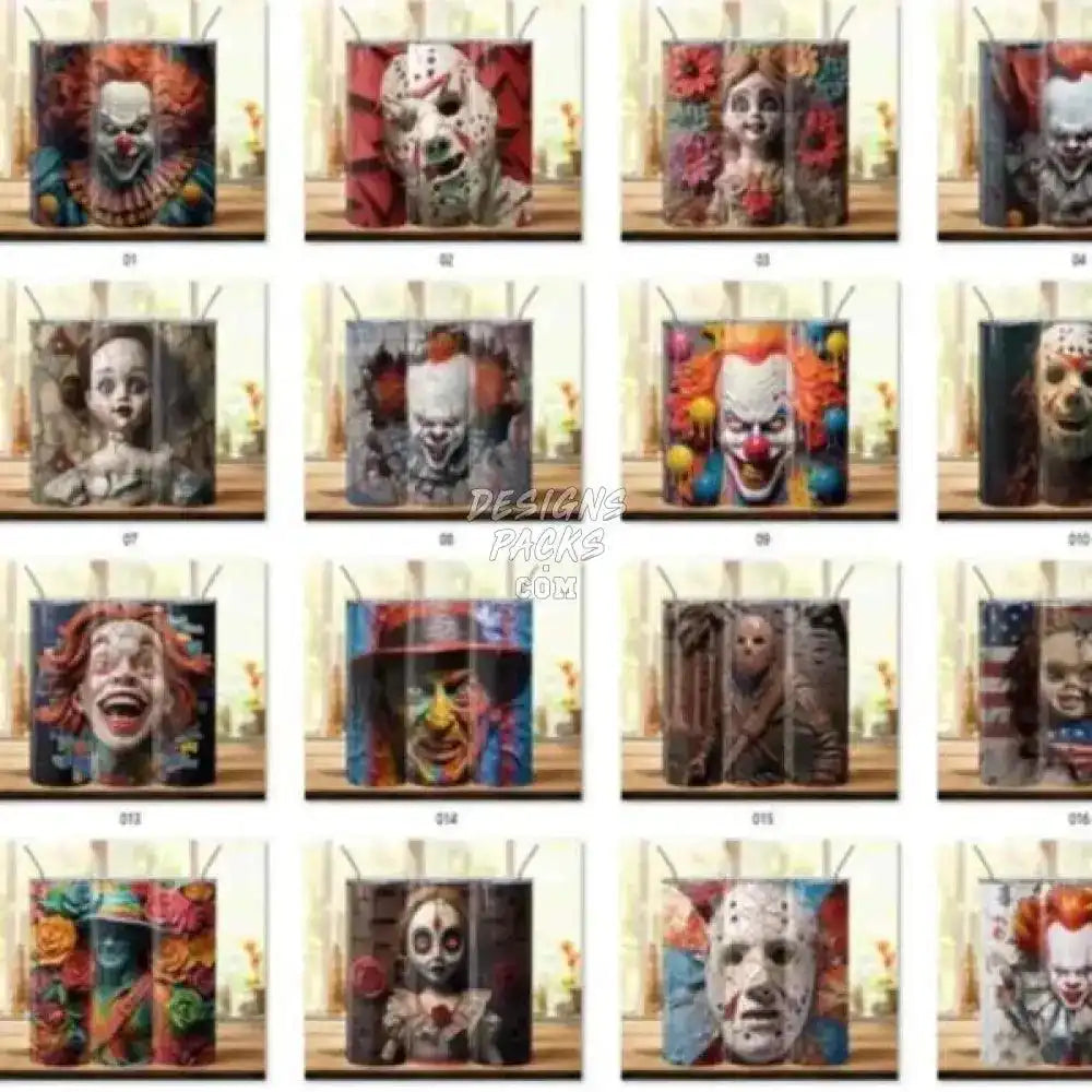 70 Designs Halloween Horror Tumbler Design Bundle Png