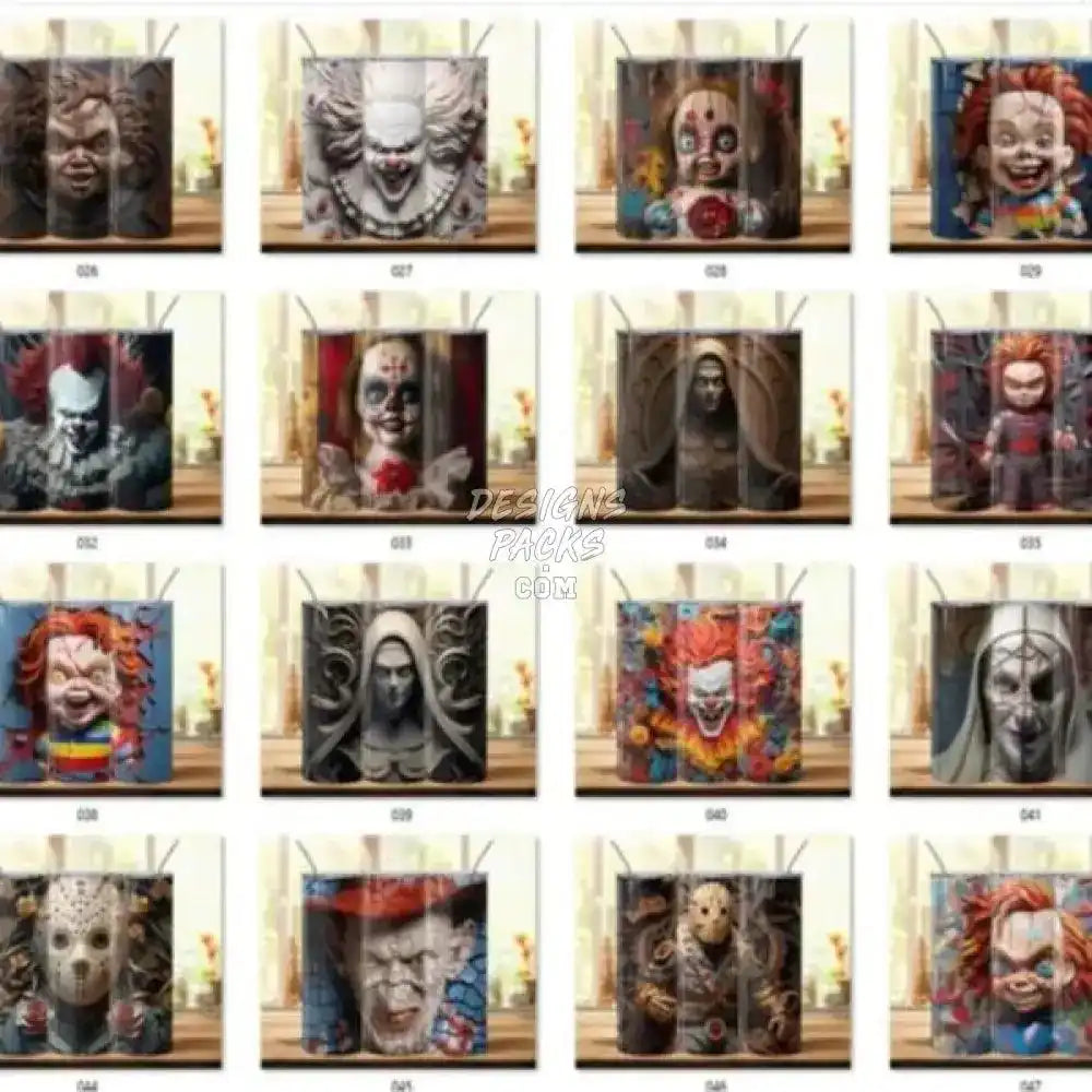 70 Designs Halloween Horror Tumbler Design Bundle Png