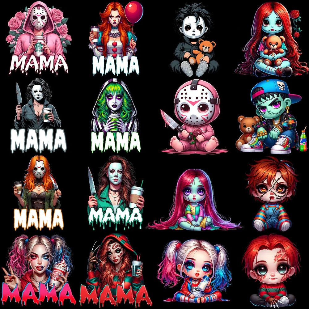 70 Halloween Horror Mom & Kids Slashers Designs Bundle PNG