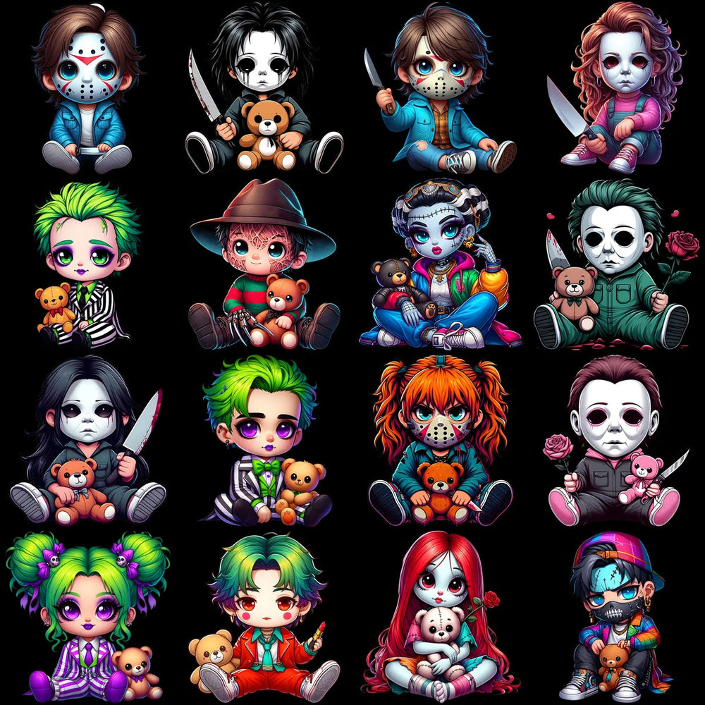 70 Halloween Horror Mom & Kids Slashers Designs Bundle PNG