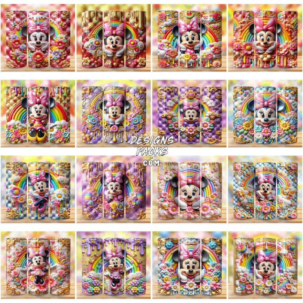 70 Minnie Cartoon Puffy 3D Tumbler Wrap Bundle Jpg