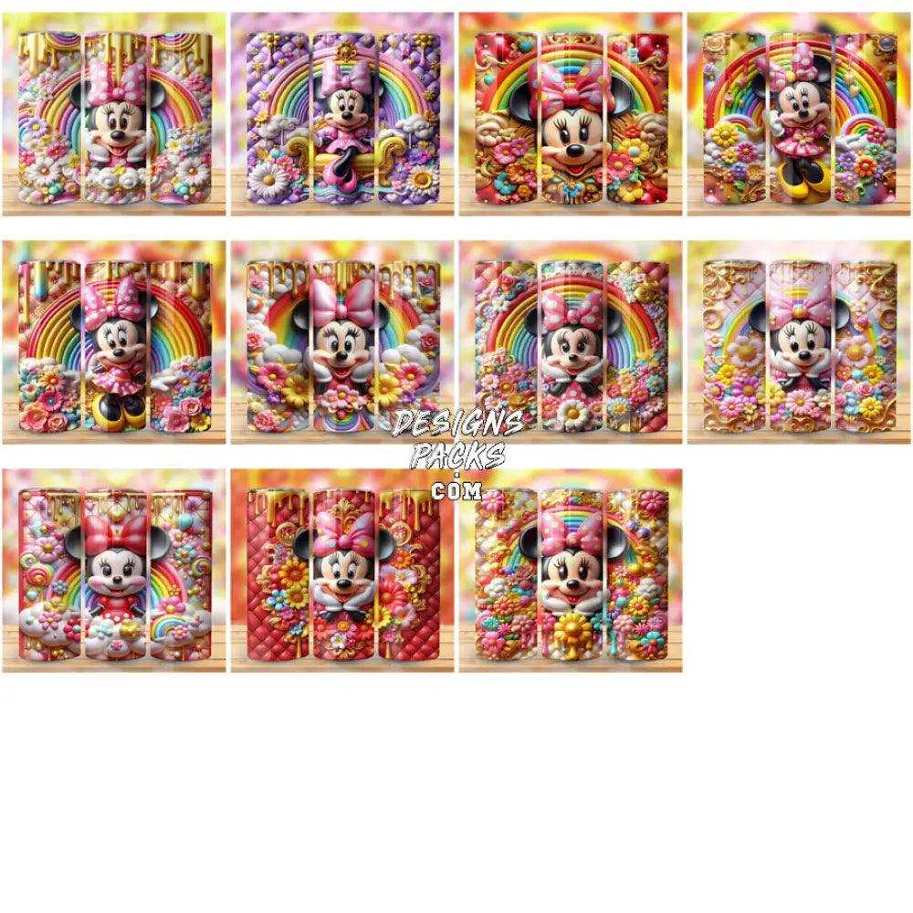 70 Minnie Cartoon Puffy 3D Tumbler Wrap Bundle Jpg