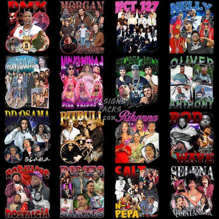 70 Music Stars Bootleg Mix Designs Bundle Png
