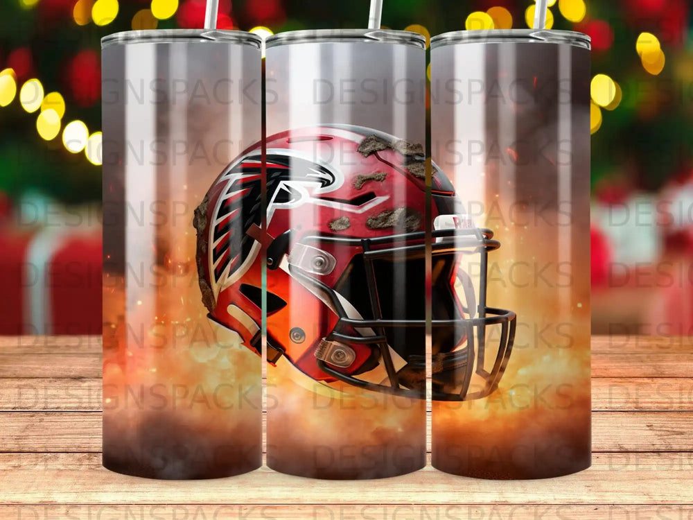 Atlanta Falcons helmet with distressed texture on a tumbler.