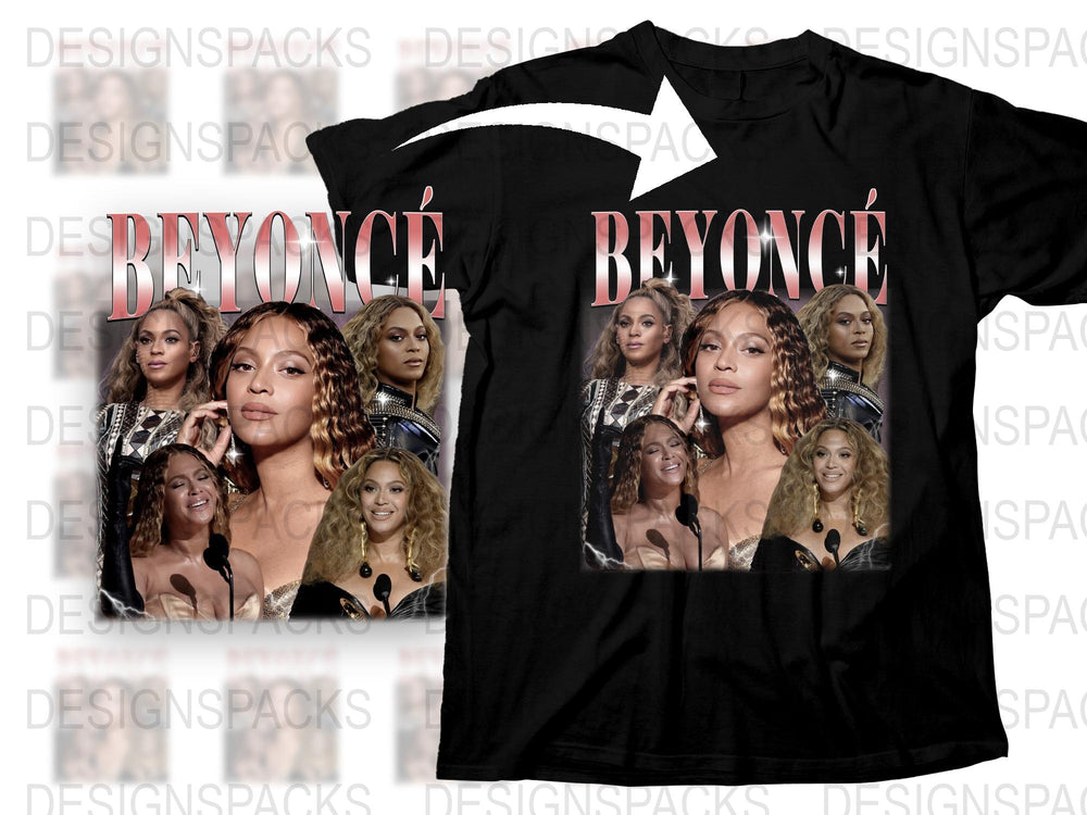 Beyonce Graphic T-Shirt, Pop Icon Music Star Tee, Multiple Images, Fan Apparel, Black Shirt