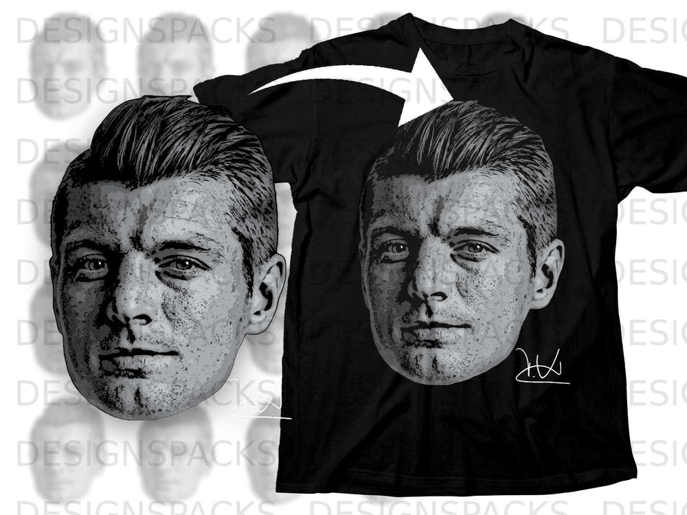 Detailed Black and White Portrait Print Art T-shirt