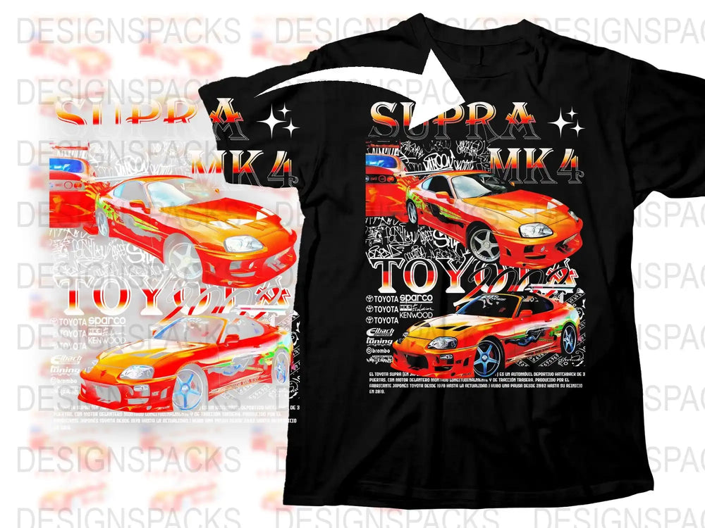 Toyota Supra Graphic T-Shirt, JDM Car Enthusiast, Racing Style Tee, Bold Colorful Print, Unisex Fashion