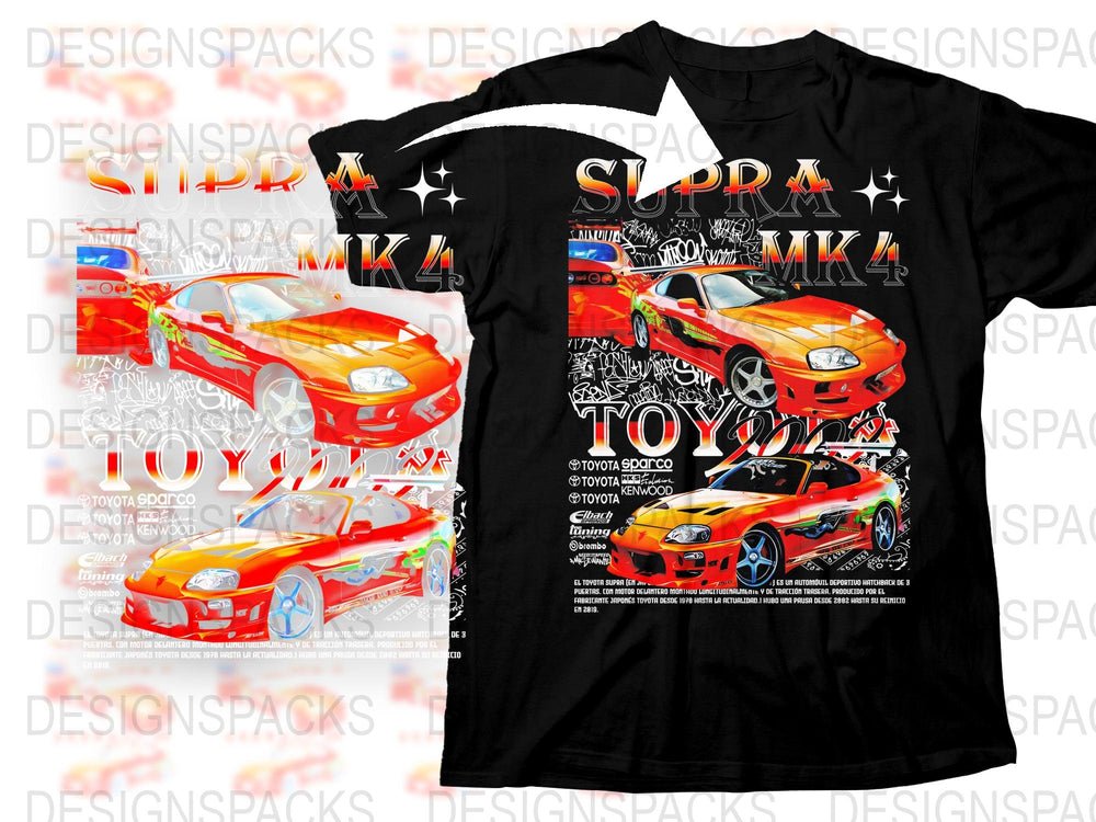 Toyota Supra Graphic T-Shirt, JDM Car Enthusiast, Racing Style Tee, Bold Colorful Print, Unisex Fashion