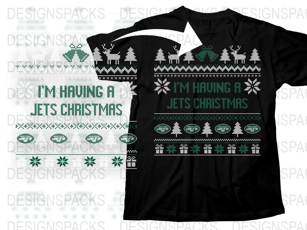 I'm Having a Jets Christmas T-Shirt, Holiday Sports Tee, Festive Football Fan Apparel, Unisex Winter Graphic Shirt