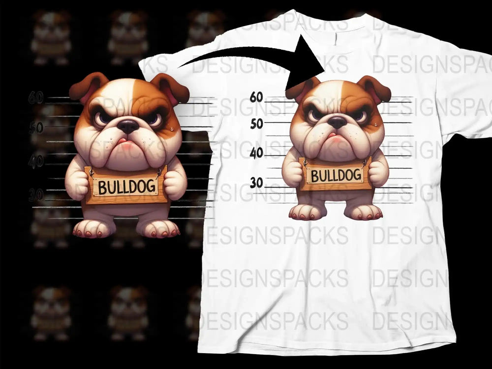 Bulldog Graphic T-Shirt, Cute Dog Cartoon Print, Unisex Casual Tee, Animal Lover Gift, Soft Cotton Shirt, Multiple Sizes Available