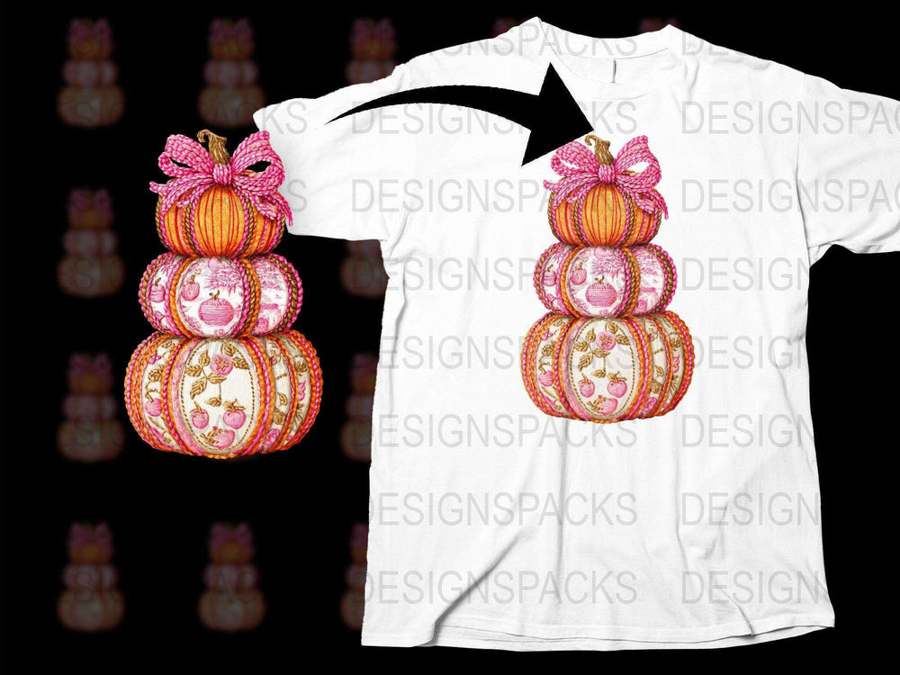 Unique Pink Pumpkin Stack T-Shirt, Floral Autumn Design, Thanksgiving Fashion Top, Casual Fall Tee for Women and Men