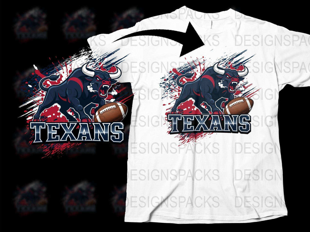 Houston Texans T-Shirt, Bull Mascot Graphic Tee, Sports Fan Apparel, Football Themed Casual Wear