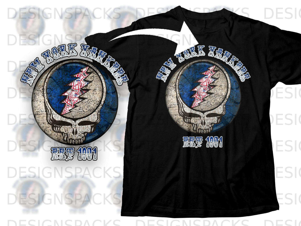 New York Yankees Grateful Dead Skull Graphic Shirt