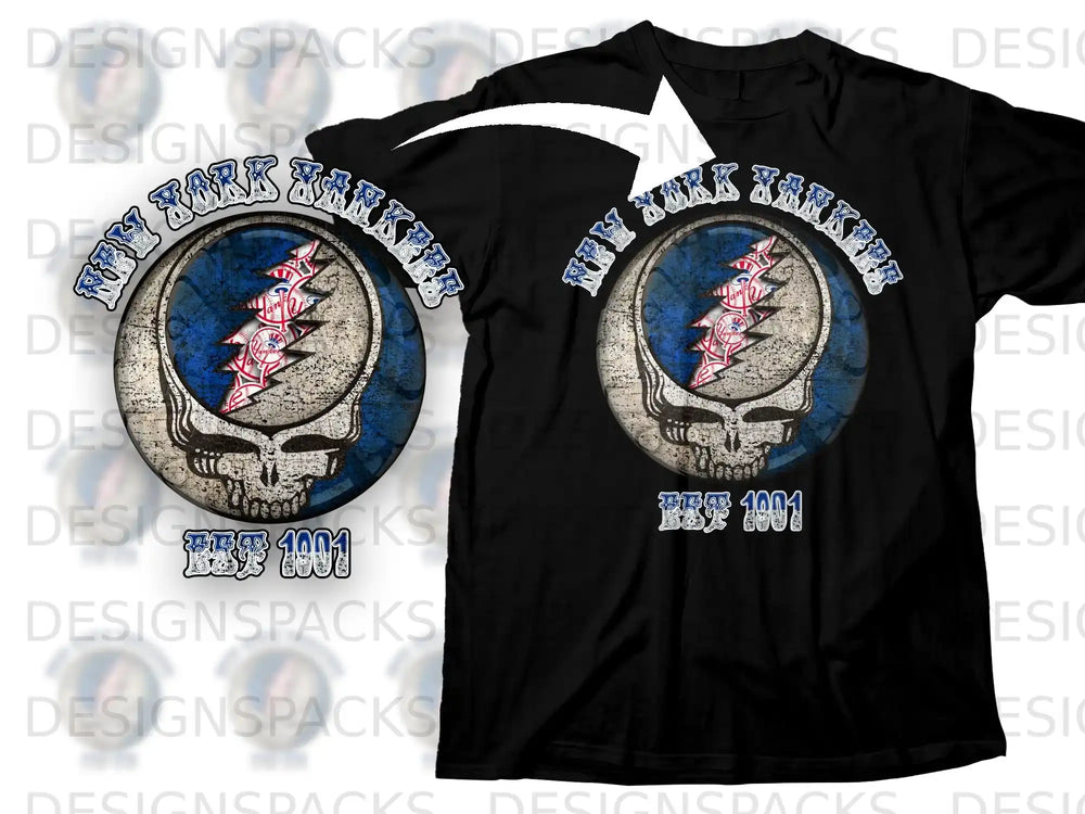 New York Yankees Grateful Dead Skull Graphic Shirt