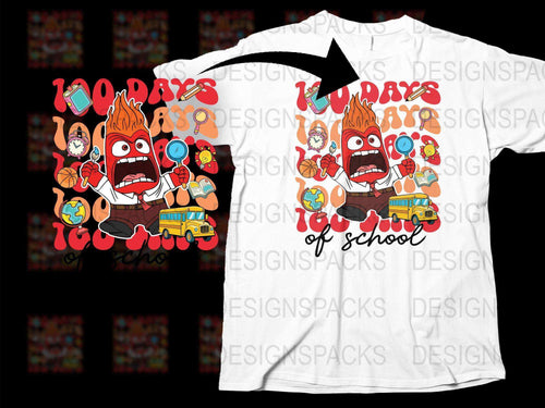 Kids 100 Days of School T-Shirt, Colorful Fun Graphic Tee, Elementary School Celebration Shirt