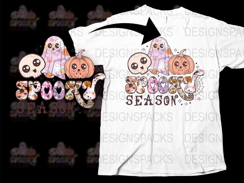 Cute Spooky Season T-Shirt, Halloween Ghost Pumpkin Kids Tee, Fun Fall Apparel, Family Halloween Outfit Idea