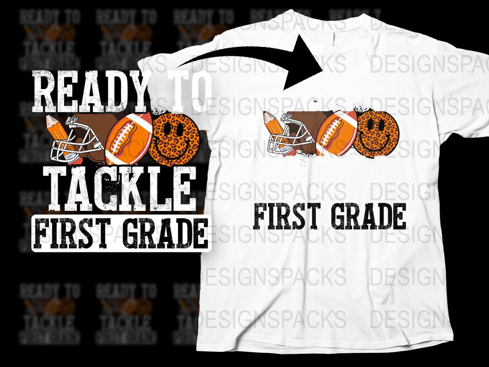 Ready to Tackle First Grade T-Shirt, Football Themed School Tee, Kids Sports Shirt, Back to School Outfit, First Day of School Top