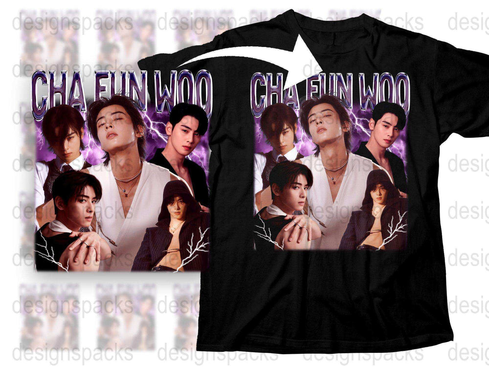Cha Eun Woo Fan T-Shirt, K-Pop Idol Photo Collage, Trendy Pop Culture Apparel, Gift for Fans