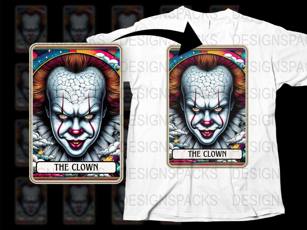 Horror Clown Graphic T-Shirt, Vintage Carnival Style Tee, Creepy Clown Face Design, Unisex Horror Fan Apparel