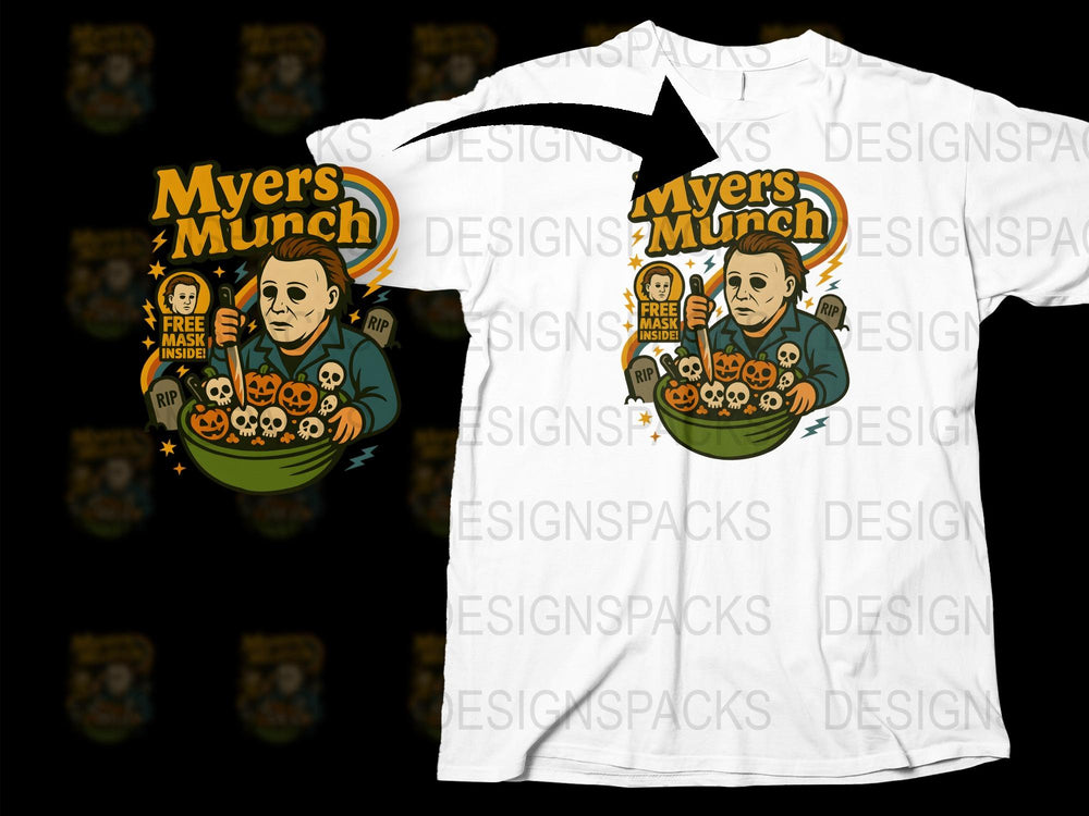 Halloween Michael Myers Munch Horror Movie Fan T-Shirt, Scary Pumpkin Graphic Tee, Unisex Cotton Shirt