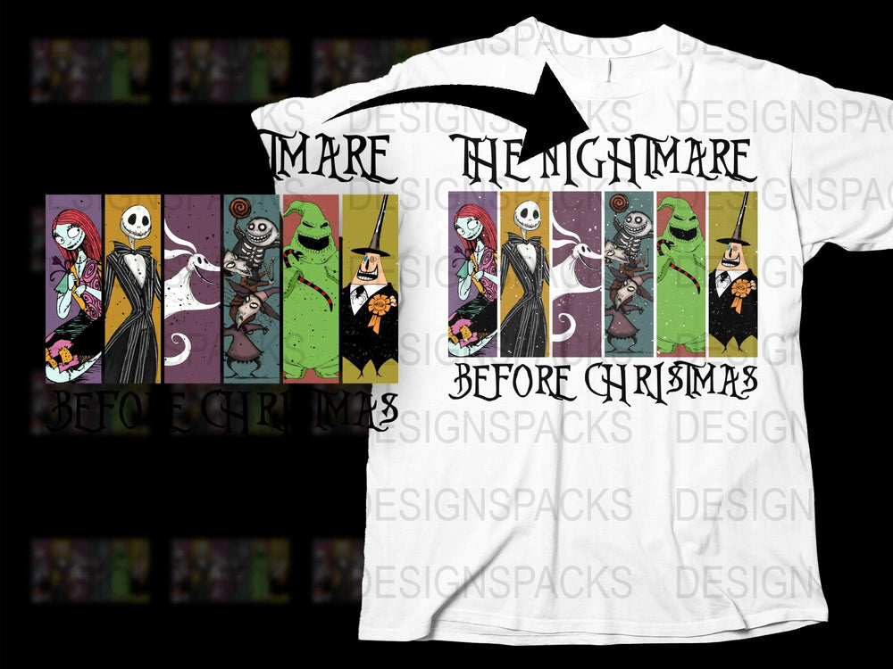Nightmare Before Christmas T-Shirt, Jack Skellington Sally Oogie Boogie Graphic Tee