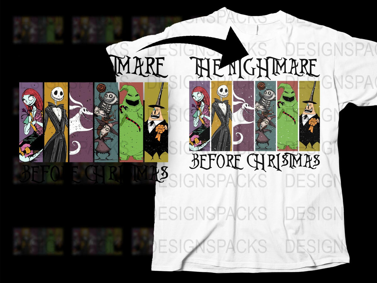 Nightmare Before Christmas T-Shirt, Jack Skellington Sally Oogie Boogie Graphic Tee