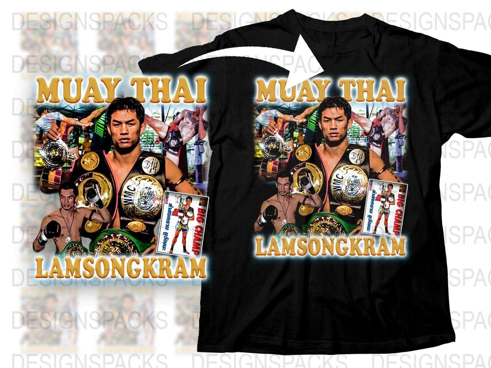 Muay Thai Lamsongkram Champion Graphic T-Shirt, Martial Arts Fighter Tee, Thai Boxing Casual Shirt, Sports Apparel Gift