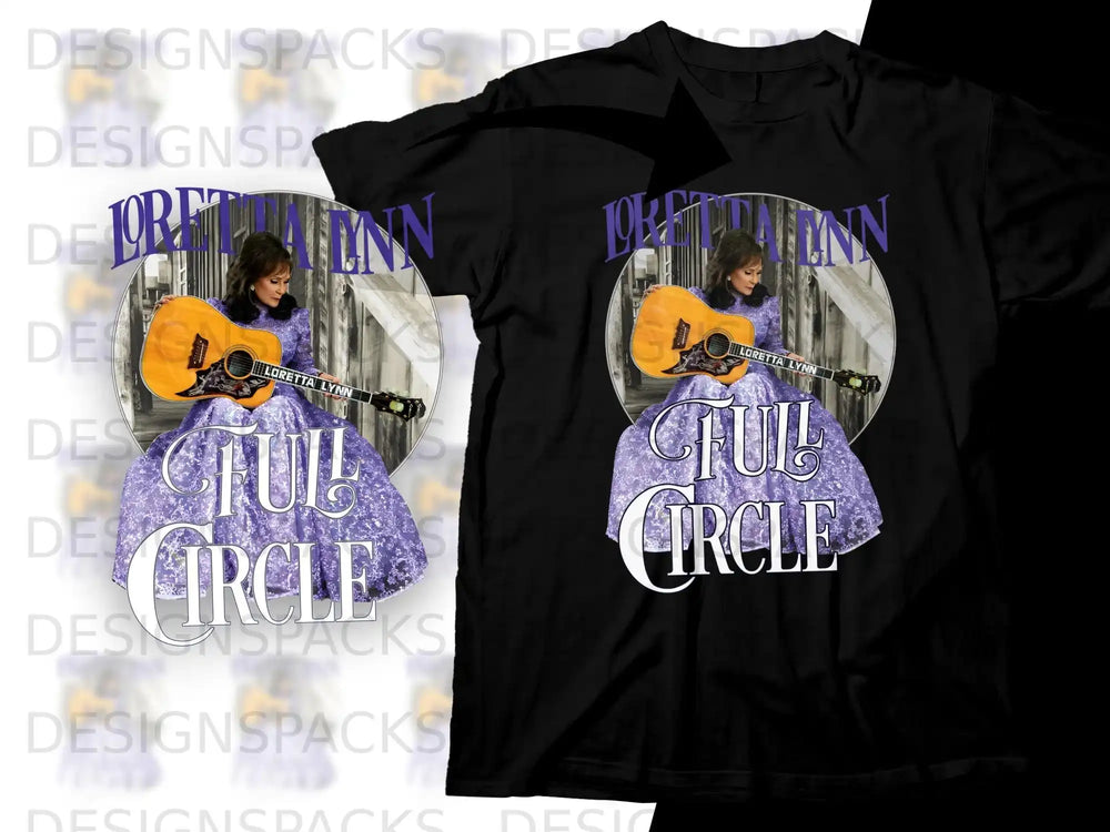 Black t-shirt with Loretta Lynn "Full Circle" album art featuring the singer with a guitar.