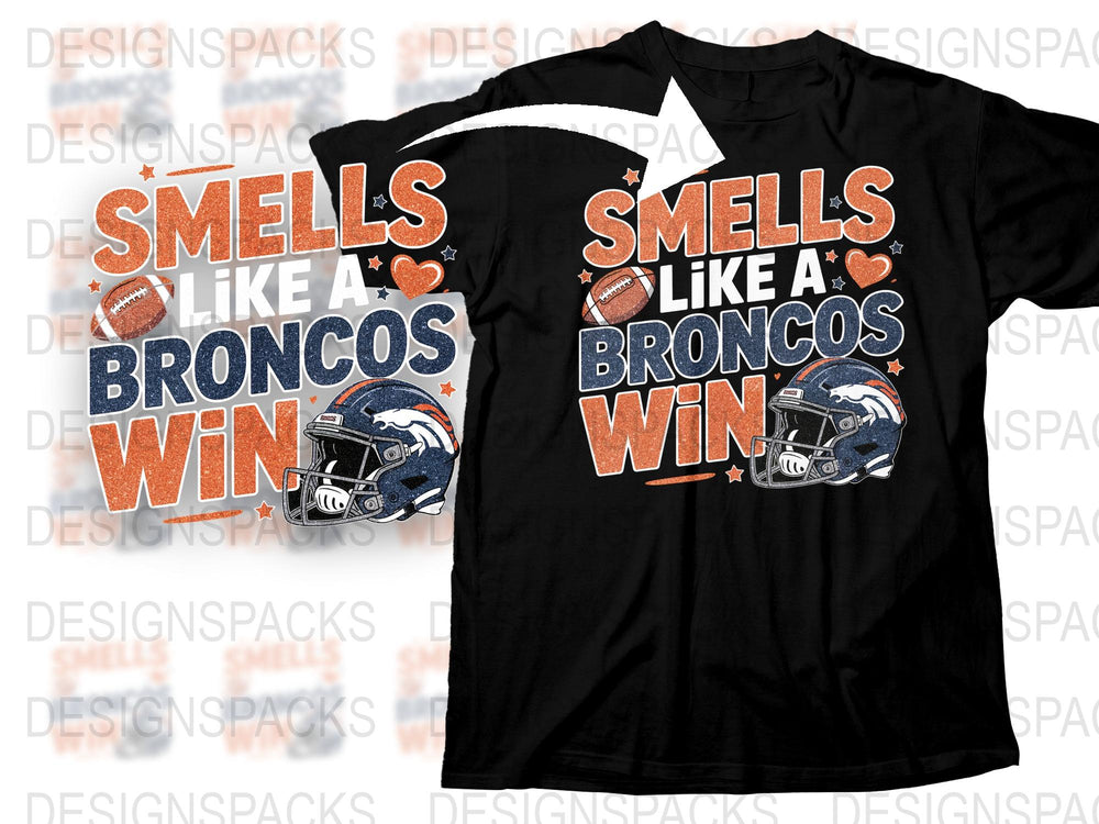 Smells Like a Broncos Win T-Shirt, Football Fan Gear, Sports Team Apparel, Graphic Tee for Game Day, Vintage Helmet Design