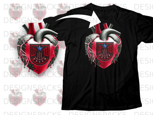 Dream Heart Design Black Graphic Art T-shirt