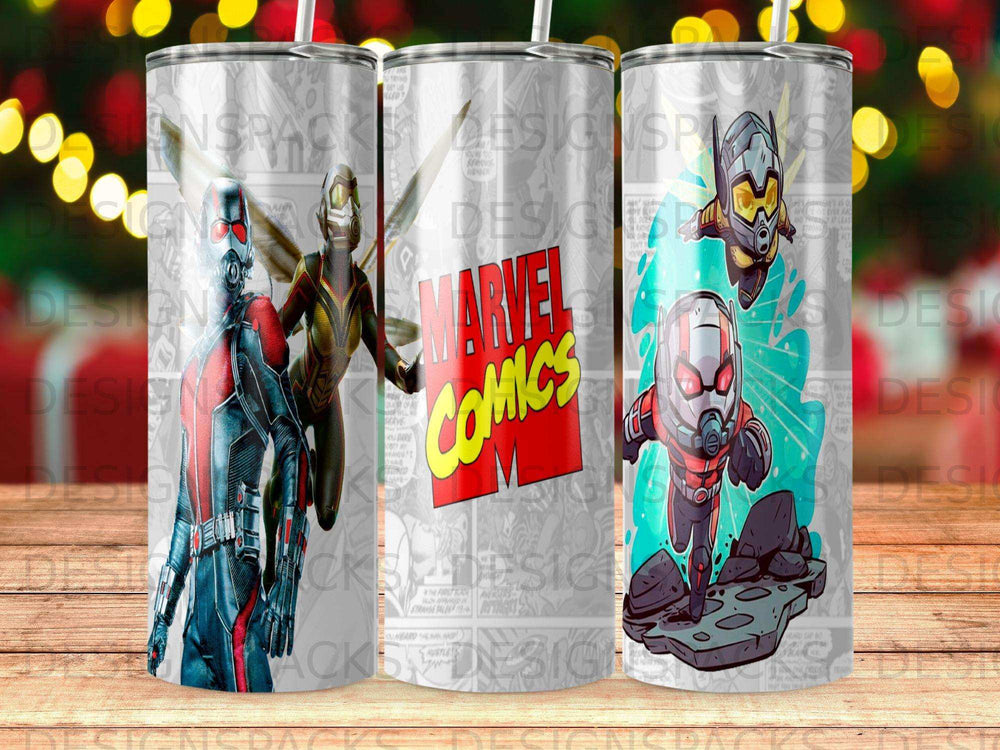 Ant-Man and Wasp in comic panels with "MARVEL COMICS" logo.