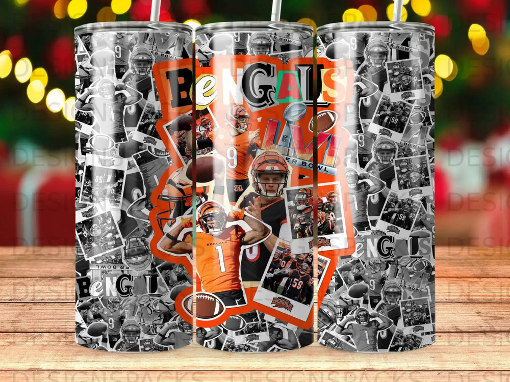 Cincinnati Bengals Super Bowl themed collage tumbler.