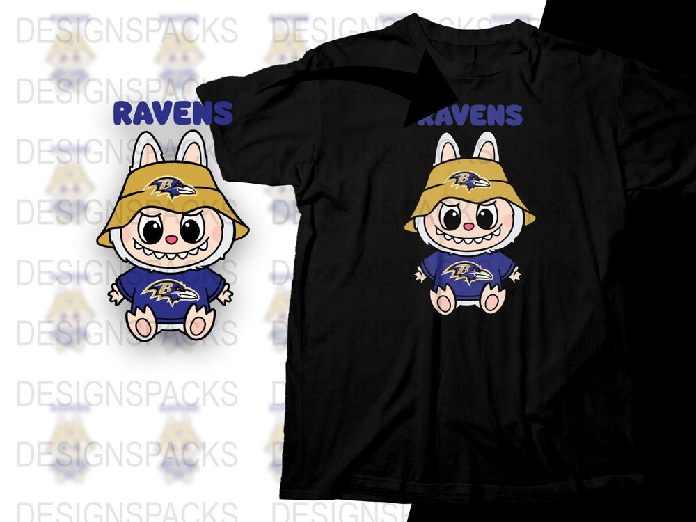 Cute Raven Mascot T-Shirt, Baltimore Football Fan Apparel, Kids and Adult Sizes Available