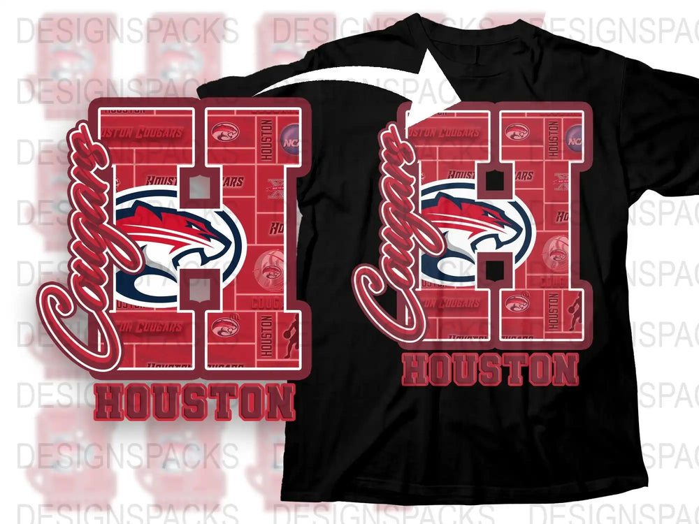 Houston Themed Graphic T-Shirt, Red and White Design, Unisex Casual Wear, Stylish Streetwear Tee