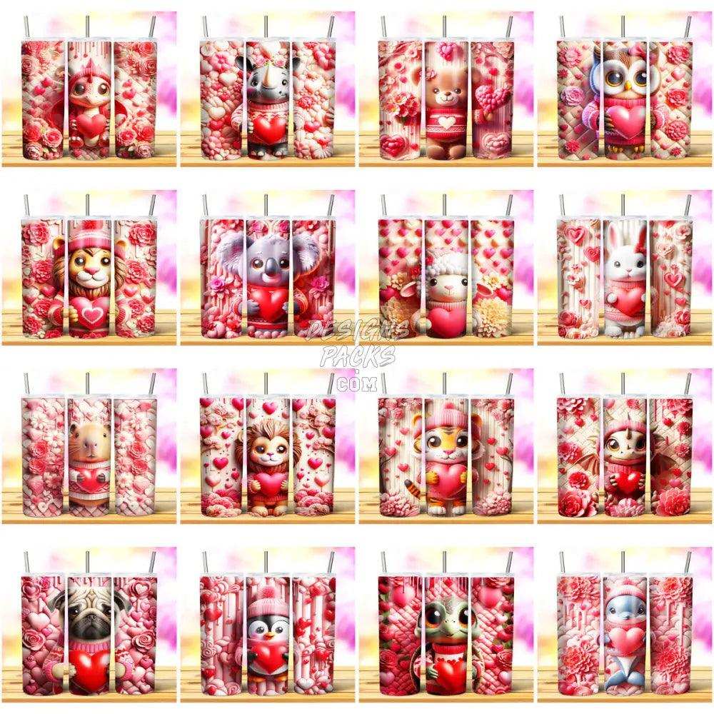 71 Valentine 3D Pink Animal Tumbler Wrap Bundle Jpg