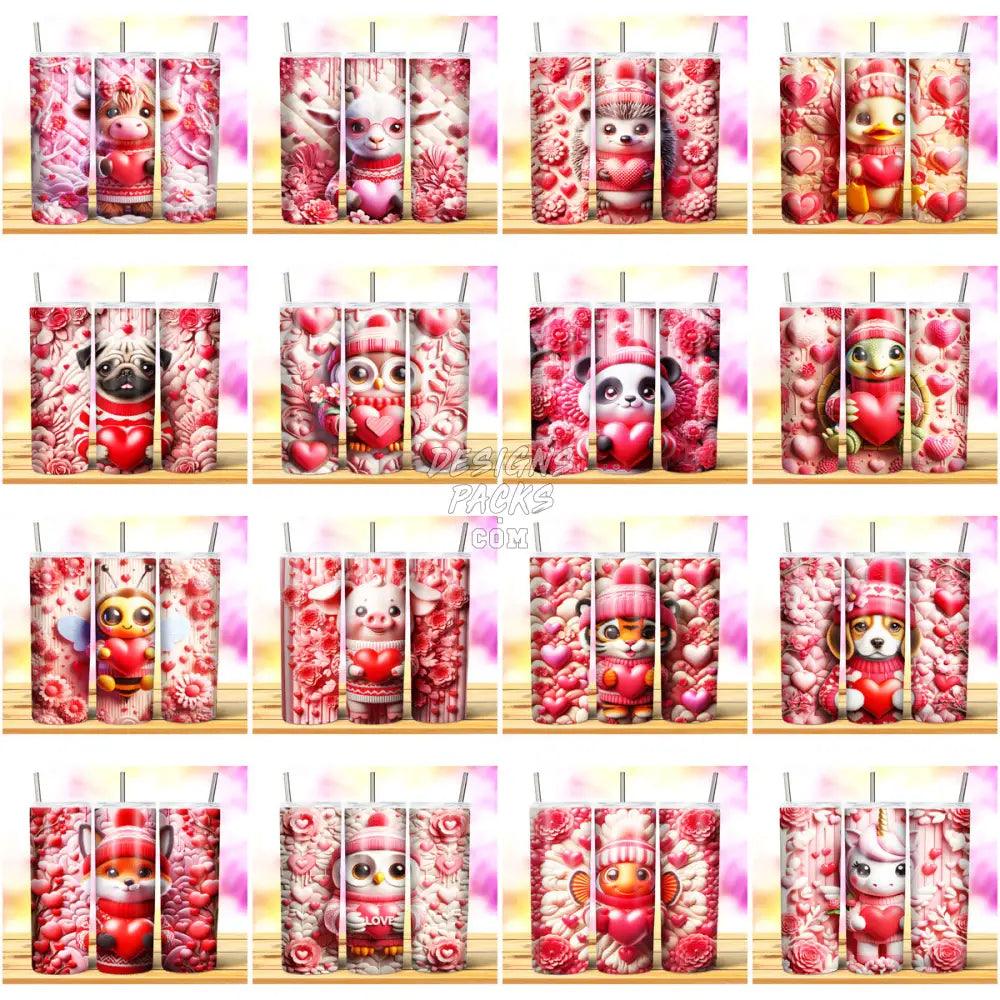 71 Valentine 3D Pink Animal Tumbler Wrap Bundle Jpg