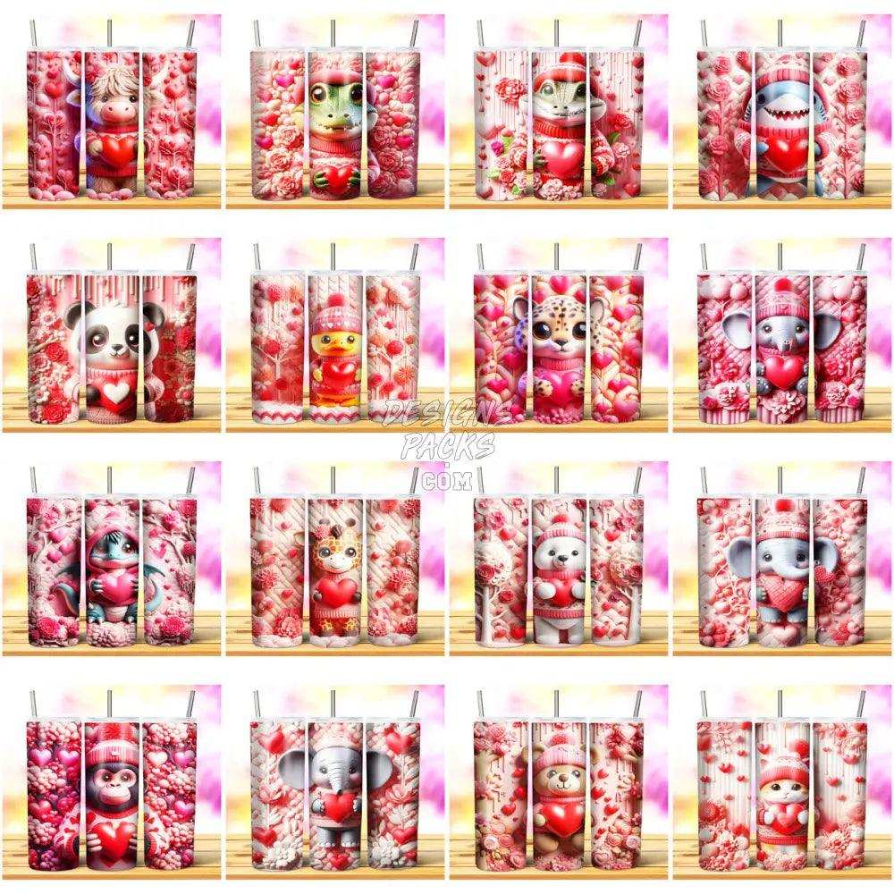 71 Valentine 3D Pink Animal Tumbler Wrap Bundle Jpg