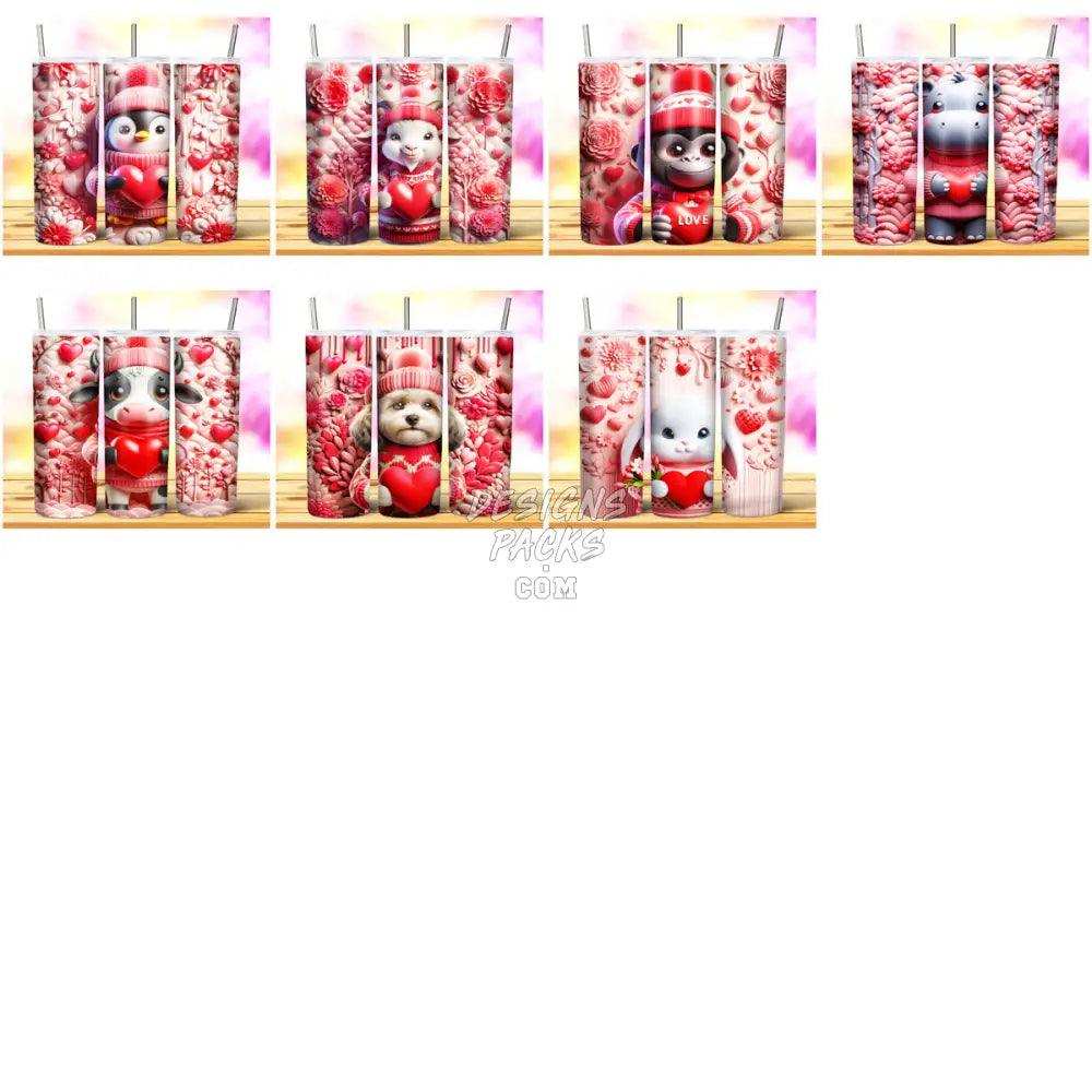 71 Valentine 3D Pink Animal Tumbler Wrap Bundle Jpg