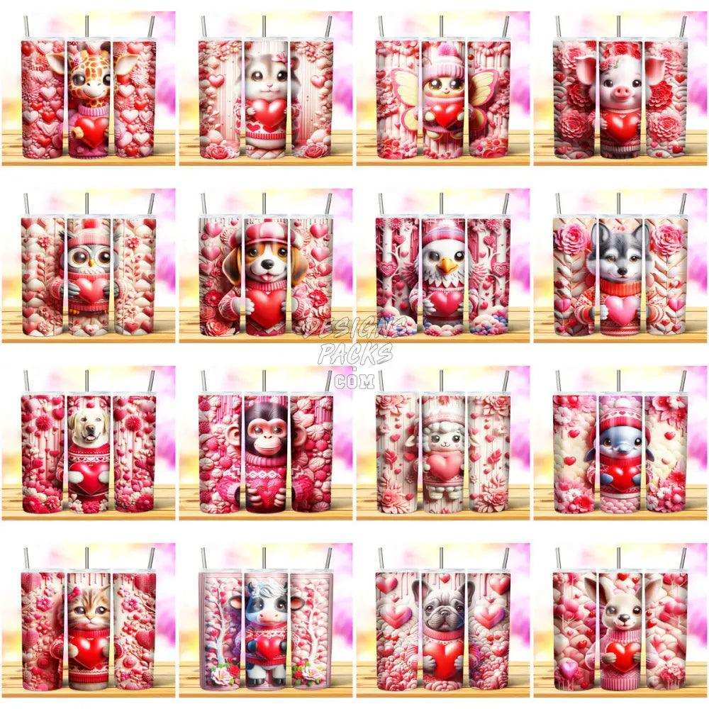 71 Valentine 3D Pink Animal Tumbler Wrap Bundle Jpg