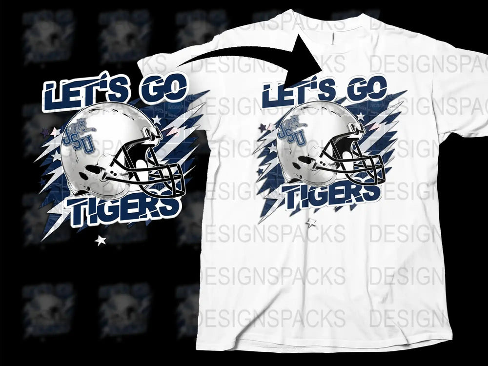 Let's Go Tigers Football T-Shirt, Sports Fan Apparel, High School Team Support, Graphic White Tee